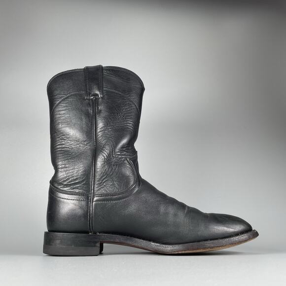 Justin L3703 Women’s Sz 7.5 B Black Leather Pull On Western Classic Ropers Boots - Picture 5 of 9